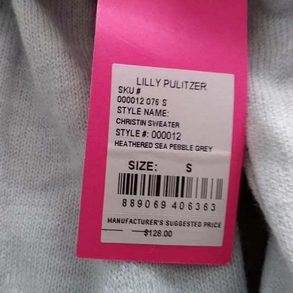 Lilly Pulitzer $128 off shoulder sweater gray s - Picture 6 of 6